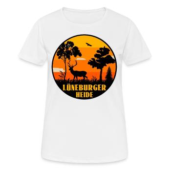 Lüneburger Heide - Frauen T-Shirt atmungsaktiv - Weiß - Vorne - AI Model Female 172 dark (172cm)