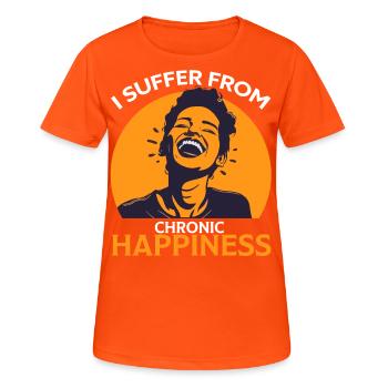 Ich leide unter chronischem Glück Lustige Frau Lachen - Frauen T-Shirt atmungsaktiv - Neonorange - Vorne - AI Model Female 172 dark (172cm)