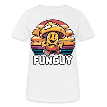 Lustiger Cartoon-Pilz-Charakter Lustiger Kerl bei Sonnenuntergang - Frauen T-Shirt atmungsaktiv - Weiß - Vorne - AI Model Female 172 dark (172cm)