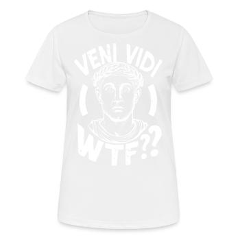 Clevere Karikatur Caesar Veni Vidi WTF Design - Frauen T-Shirt atmungsaktiv - Weiß - Vorne - AI Model Female 172 dark (172cm)