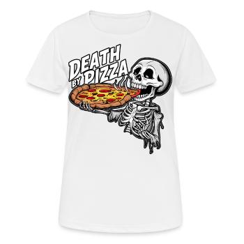 Squelette humoristique mangeant de la pizza Graphique drôle - T-shirt respirant Femme - blanc - Devant - AI Model Female 172 dark (172cm)