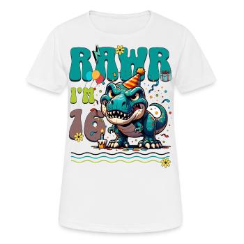 16e anniversaire Rawr T Rex Dinosaure - T-shirt respirant Femme - blanc - Devant - AI Model Female 172 dark (172cm)