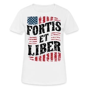 Amerikanische Flagge Fortis et Liber Patriotische Freiheit - Frauen T-Shirt atmungsaktiv - Weiß - Vorne - AI Model Female 172 dark (172cm)