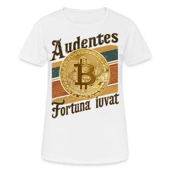 Retro Bitcoin Audentes Fortuna Iuvat Krypto - Frauen T-Shirt atmungsaktiv - Weiß - Vorne - AI Model Female 172 dark (172cm)