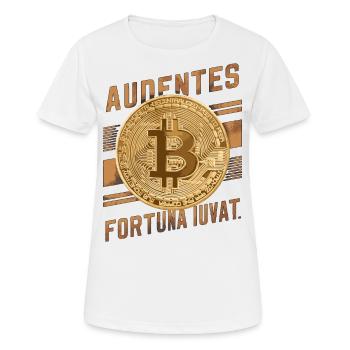 Bitcoin Audentes Fortuna Iuvat Crypto Digital - Frauen T-Shirt atmungsaktiv - Weiß - Vorne - AI Model Female 172 dark (172cm)