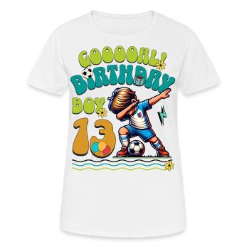 13e anniversaire de football - T-shirt respirant Femme - blanc - Devant - AI Model Female 172 dark (172cm)