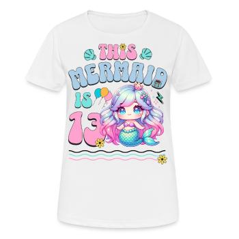 Sirène 13e anniversaire Fille Enfants - T-shirt respirant Femme - blanc - Devant - AI Model Female 172 dark (172cm)