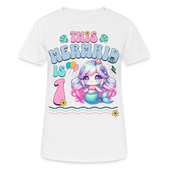 Meerjungfrau 1. Geburtstag Mädchen Kinder - Frauen T-Shirt atmungsaktiv - Weiß - Vorne - AI Model Female 172 dark (172cm)