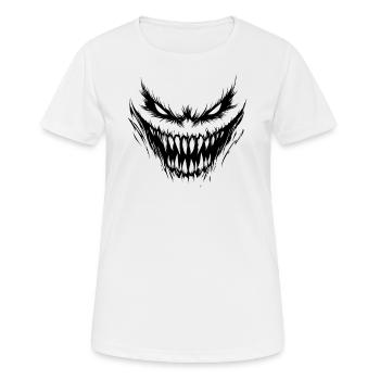 Halloween Costume Horror Devilish Face in Red - Women's Breathable T-Shirt - white - Front - AI Model Female 172 dark (172cm)