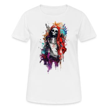 Squelette en cape rouge Jour des Morts - T-shirt respirant Femme - blanc - Devant - AI Model Female 172 dark (172cm)