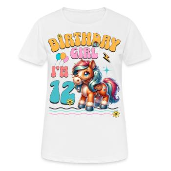 12e anniversaire fille équitation - T-shirt respirant Femme - blanc - Devant - AI Model Female 172 dark (172cm)
