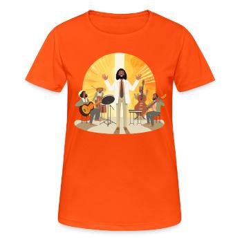 Vibrophonischer Retter - Frauen T-Shirt atmungsaktiv - Neonorange - Vorne - AI Model Female 172 dark (172cm)