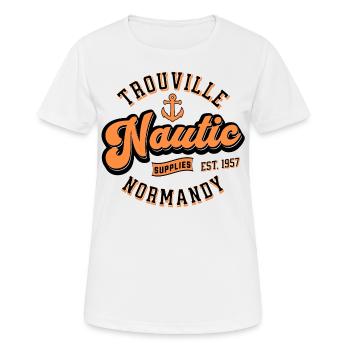Trouville Nautic versorgt die Normandie - Frauen T-Shirt atmungsaktiv - Weiß - Vorne - AI Model Female 172 dark (172cm)