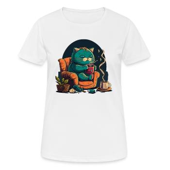 Verspielte Schnurrhaare: Eine schelmische Katze und ihr Garn - Frauen T-Shirt atmungsaktiv - Weiß - Vorne - AI Model Female 172 dark (172cm)