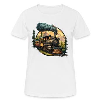 Tuckern durch Nostalgie: ein altmodischer Dampf - Frauen T-Shirt atmungsaktiv - Weiß - Vorne - AI Model Female 172 dark (172cm)