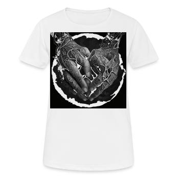 Hands of Unity: Intertwined Fingers - Women's Breathable T-Shirt - white - Front - AI Model Female 172 dark (172cm)