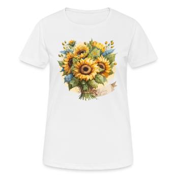 Sunflower Serenade: A Watercolor Bouquet - Women's Breathable T-Shirt - white - Front - AI Model Female 172 dark (172cm)