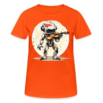 Der Roboter-Maestro - Frauen T-Shirt atmungsaktiv - Neonorange - Vorne - AI Model Female 172 dark (172cm)
