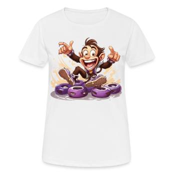 Le rouleau de caféine - T-shirt respirant Femme - blanc - Devant - AI Model Female 172 dark (172cm)