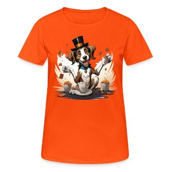 Le magicien de la caféine - T-shirt respirant Femme - orange néon - Devant - AI Model Female 172 dark (172cm)