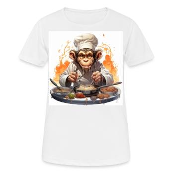 Le chimpanzé culinaire - T-shirt respirant Femme - blanc - Devant - AI Model Female 172 dark (172cm)