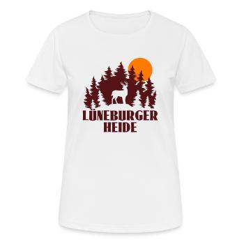 Lüneburger Heide - Frauen T-Shirt atmungsaktiv - Weiß - Vorne - AI Model Female 172 dark (172cm)