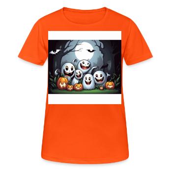 Das verzauberte Halloween-Treffen - Frauen T-Shirt atmungsaktiv - Neonorange - Vorne - AI Model Female 172 dark (172cm)