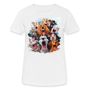 Portrait de la Joyeuse Ménagerie - T-shirt respirant Femme - blanc - Devant - AI Model Female 172 dark (172cm)
