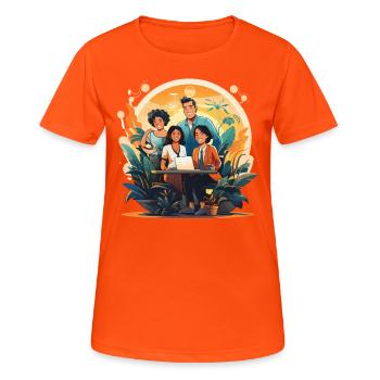 Lieu de travail holistique - T-shirt respirant Femme - orange néon - Devant - AI Model Female 172 dark (172cm)