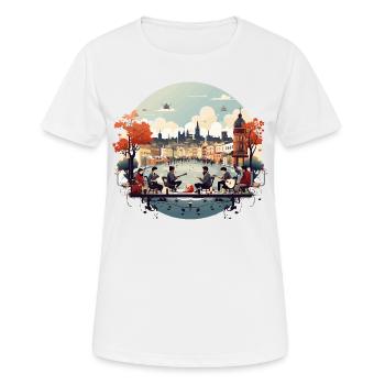 Rues mélodiques - T-shirt respirant Femme - blanc - Devant - AI Model Female 172 dark (172cm)