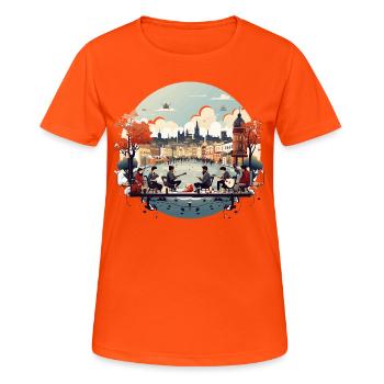 Melodic Streets - Women's Breathable T-Shirt - neon orange - Front - AI Model Female 172 dark (172cm)