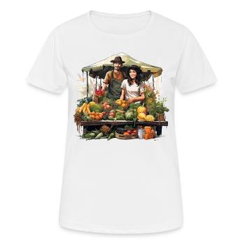 Markt-Mosaik - Frauen T-Shirt atmungsaktiv - Weiß - Vorne - AI Model Female 172 dark (172cm)
