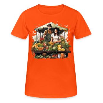 Market Mosaic - Women's Breathable T-Shirt - neon orange - Front - AI Model Female 172 dark (172cm)