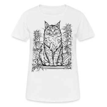 Majestic cat with hemp: Proud house tiger - Women's Breathable T-Shirt - white - Front - AI Model Female 172 dark (172cm)