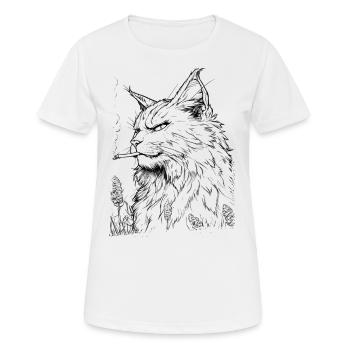Cat with Joint: Relaxed Weed House Tiger - Women's Breathable T-Shirt - white - Front - AI Model Female 172 dark (172cm)