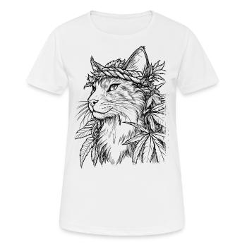 Cat with Hemp Wreath: Majestic House Tiger - Women's Breathable T-Shirt - white - Front - AI Model Female 172 dark (172cm)
