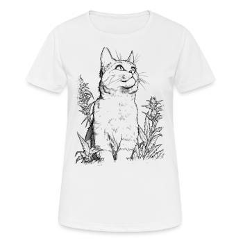 Cat with Weed Outline: Funny House Tiger - Women's Breathable T-Shirt - white - Front - AI Model Female 172 dark (172cm)