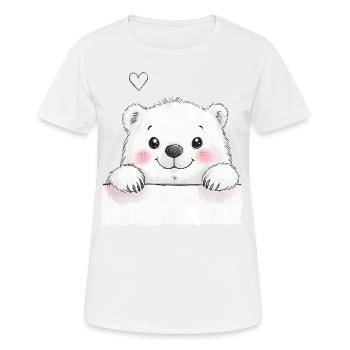 A cute polar bear with rosy cheeks - Women's Breathable T-Shirt - white - Front - AI Model Female 172 dark (172cm)