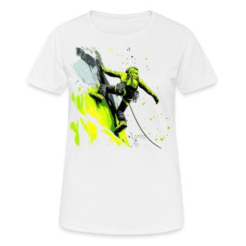 Escalade dans les Alpes : à la limite de l’escalade - T-shirt respirant Femme - blanc - Devant - AI Model Female 172 dark (172cm)