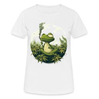 Frog in Lotus Position with Joint - Weed Frog Design - Women's Breathable T-Shirt - white - Front - AI Model Female 172 dark (172cm)