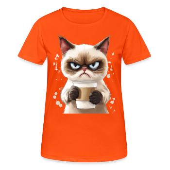 with Coffee - Morning Grouch - Women's Breathable T-Shirt - neon orange - Front - AI Model Female 172 dark (172cm)