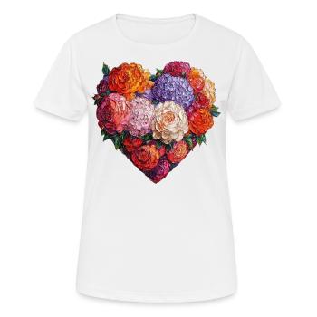Heart of Lush Blossoms - Colorful Floral Art - Women's Breathable T-Shirt - white - Front - AI Model Female 172 dark (172cm)
