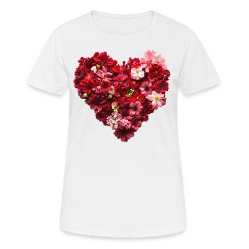 Coeur de Fleurs Rouges - Passionate Flower Pr - T-shirt respirant Femme - blanc - Devant - AI Model Female 172 dark (172cm)