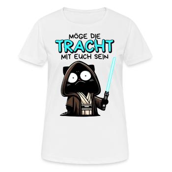 Möge die Tracht mit euch sein – Nerdkatze - Frauen T-Shirt atmungsaktiv - Weiß - Vorne - AI Model Female 172 dark (172cm)