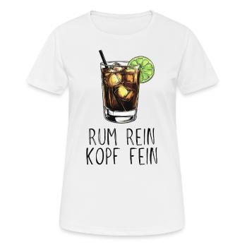 Rum rein Kopf fein - Saufspruch Longdrink und Lime - Frauen T-Shirt atmungsaktiv - Weiß - Vorne - AI Model Female 172 dark (172cm)