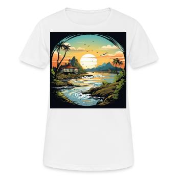 Der Rückzugsort am Strand - Frauen T-Shirt atmungsaktiv - Weiß - Vorne - AI Model Female 172 dark (172cm)