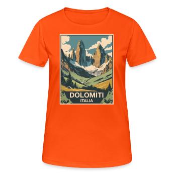 Dolomites 2 Pics carré - T-shirt respirant Femme - orange néon - Devant - AI Model Female 172 dark (172cm)
