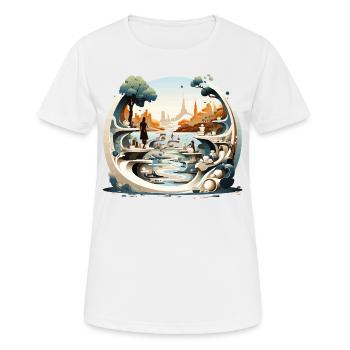 Skulptur: Kunstparadies im Freien für Enthusiasten - Frauen T-Shirt atmungsaktiv - Weiß - Vorne - AI Model Female 172 dark (172cm)