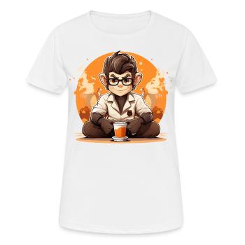 Primate Brew Barista Kaffeemischung - Frauen T-Shirt atmungsaktiv - Weiß - Vorne - AI Model Female 172 dark (172cm)