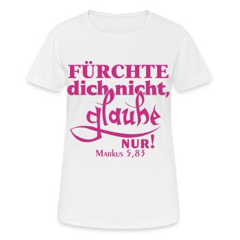 Markus 5,83 Bibelvers - Frauen T-Shirt atmungsaktiv - Weiß - Vorne - AI Model Female 172 dark (172cm)